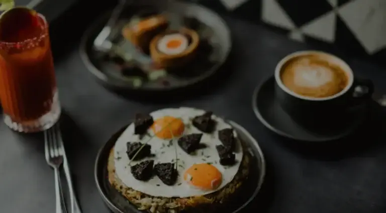 Brunch with eggs and coffee at Brunswick Book Club on Leith Walk, Edinburgh
